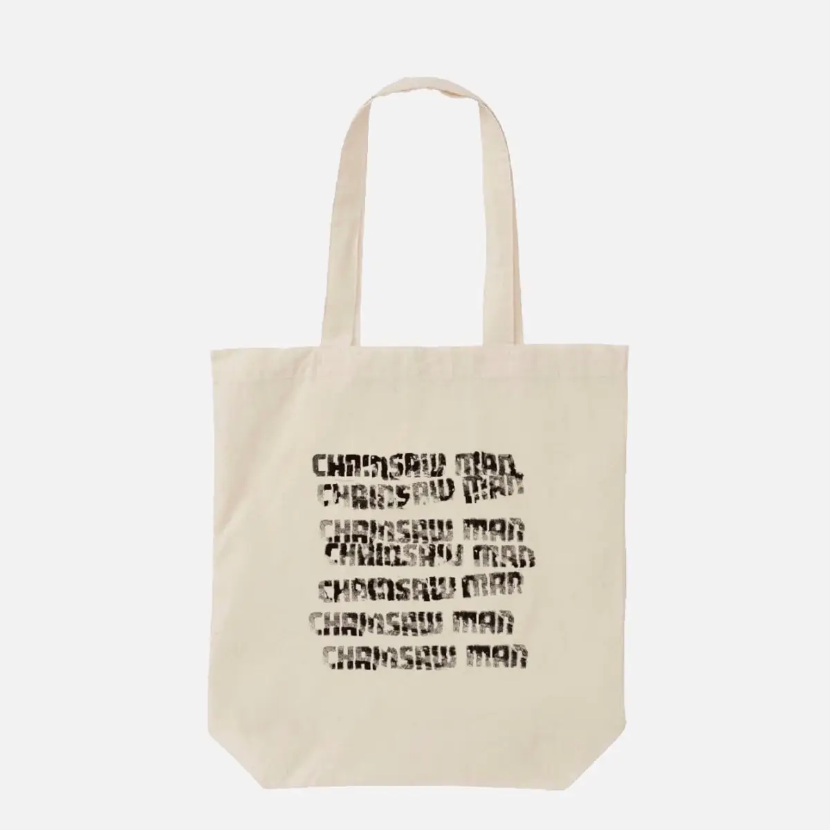 トートバッグ。作品名を何度も重ねて刷ったもの